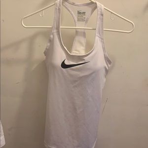 White Nike Dri-Fit tank top.